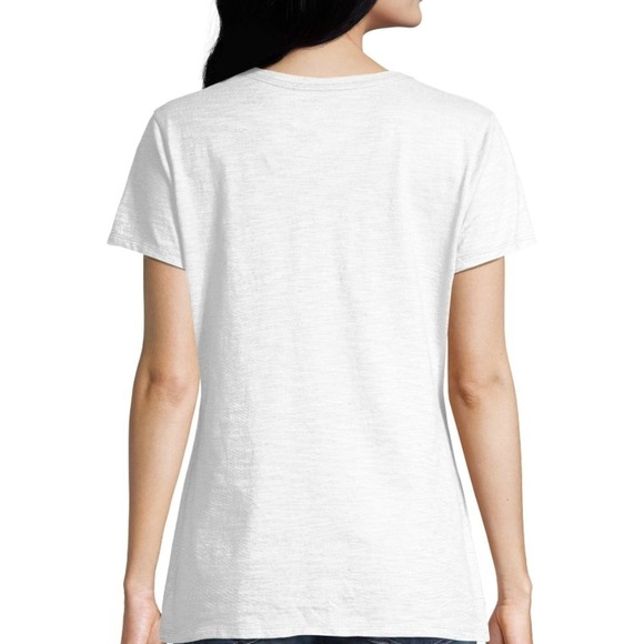 Hanes Slub Jersey Shirred V Neck Tee Shirt - XL - Picture 6 of 6